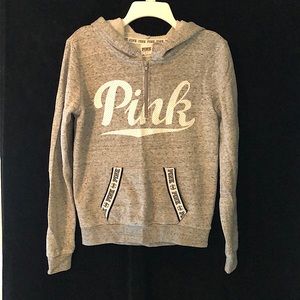 Pink Grey Quarter Zip Hoodie/Sweater